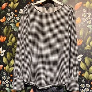 Ann Taylor Black and White Checkered Blouse